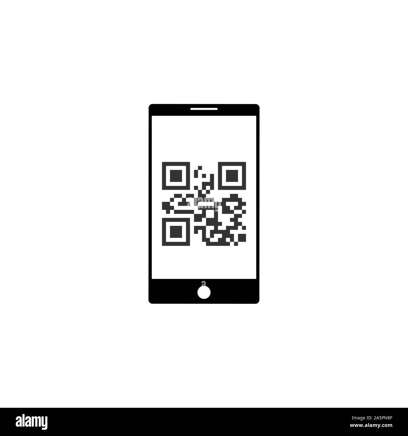 Smartphone, codice QR icona. Illustrazione Vettoriale, design piatto. Illustrazione Vettoriale