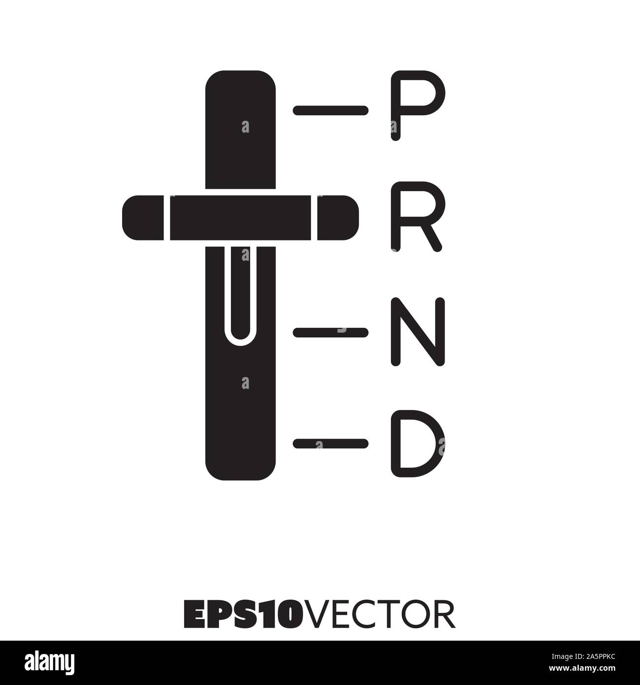 Shift stick solido icona nera. Glifo simbolo della trasmissione automatica e la leva del cambio. Automotive piatta illustrazione vettoriale. Illustrazione Vettoriale