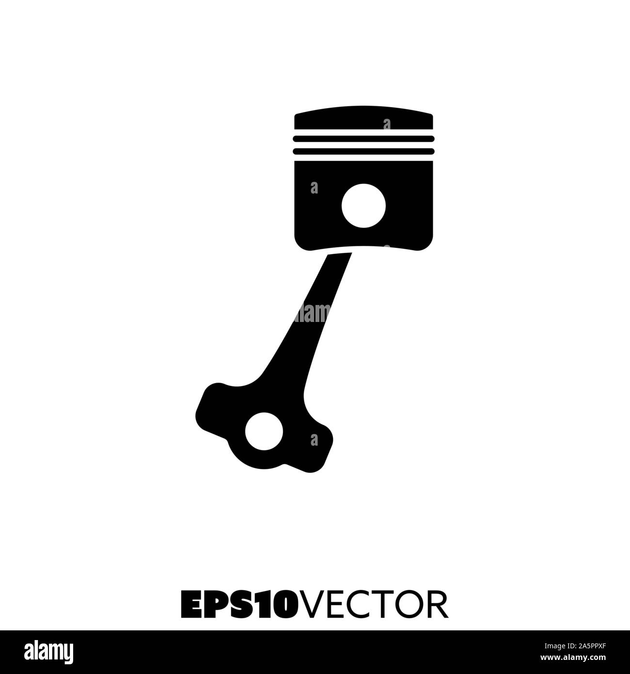 Pistone solido icona nera. Glifo simbolo di parti di macchina e motore. Automotive piatta illustrazione vettoriale. Illustrazione Vettoriale