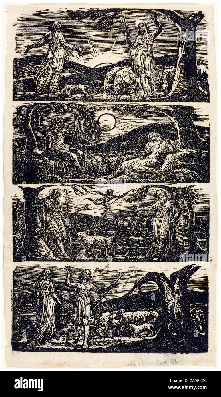 William Blake, Il Pastorals di Virgilio, xilografia stampa, 1821 Foto Stock