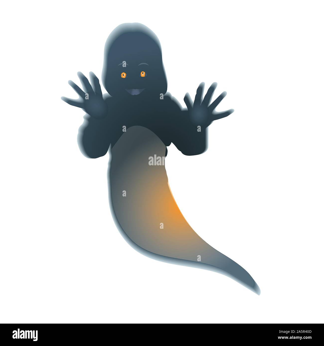 Illustrazione vettoriale di un dcary fantasma scuro con occhi lbright. Illustrazione Vettoriale