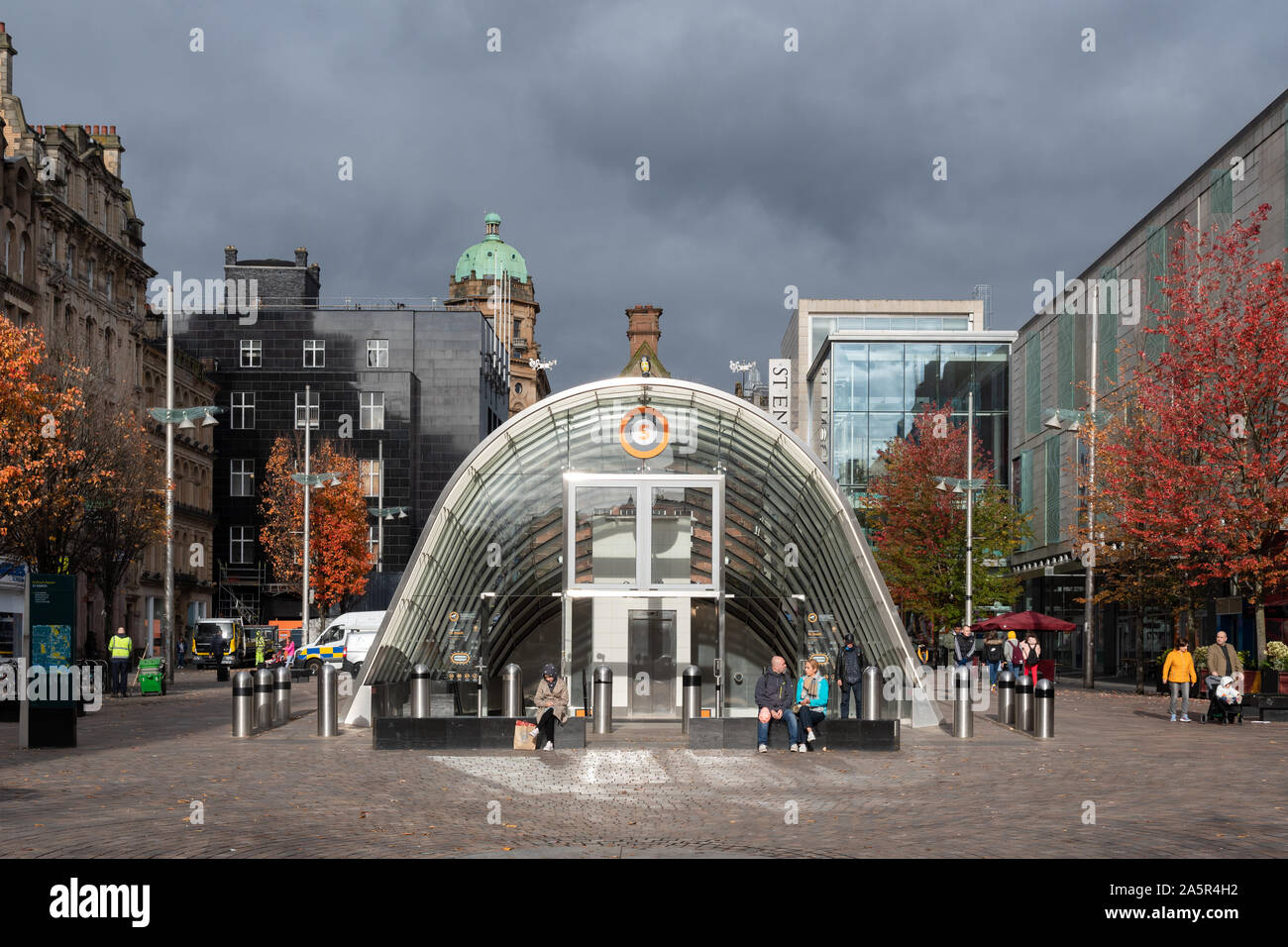 St Enoch Stazione della Metropolitana ingresso, St Enoch Square, Glasgow, Scotland, Regno Unito Foto Stock