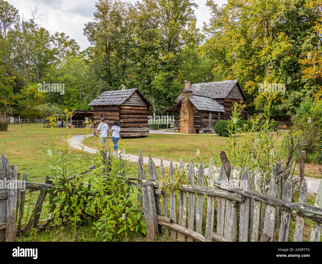 Maso di montagna museo al Oconaluftee Centro Visitatori nel Parco Nazionale di Great Smoky Mountains in Cherokee North Carolina Foto Stock