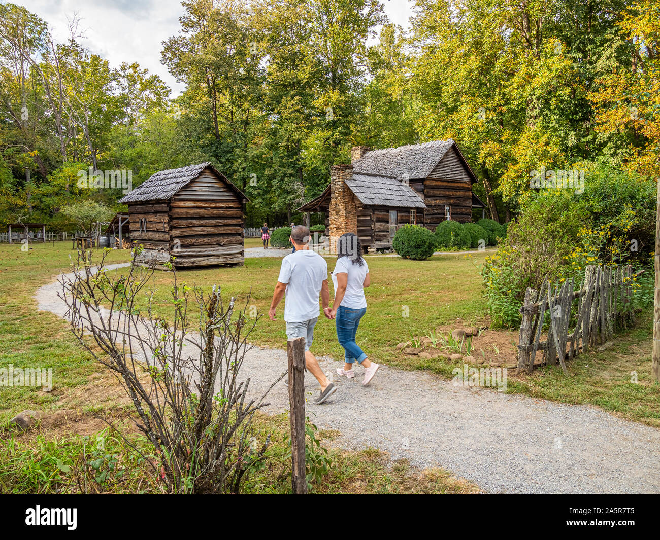 Maso di montagna museo al Oconaluftee Centro Visitatori nel Parco Nazionale di Great Smoky Mountains in Cherokee North Carolina Foto Stock