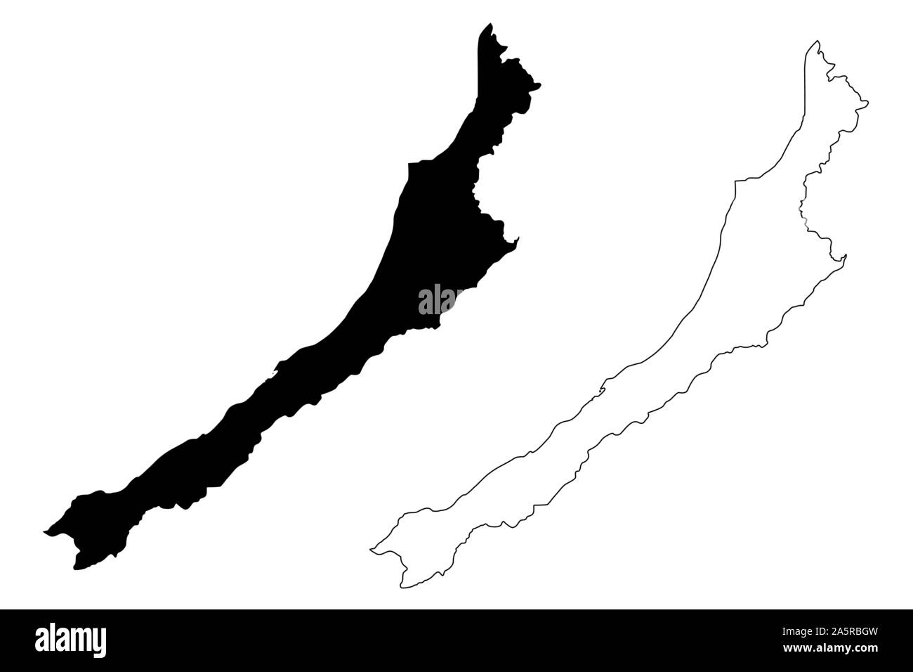 Costa occidentale Regione (regioni della Nuova Zelanda, Isola del Sud) mappa illustrazione vettoriale, scribble schizzo West Coast mappa Illustrazione Vettoriale