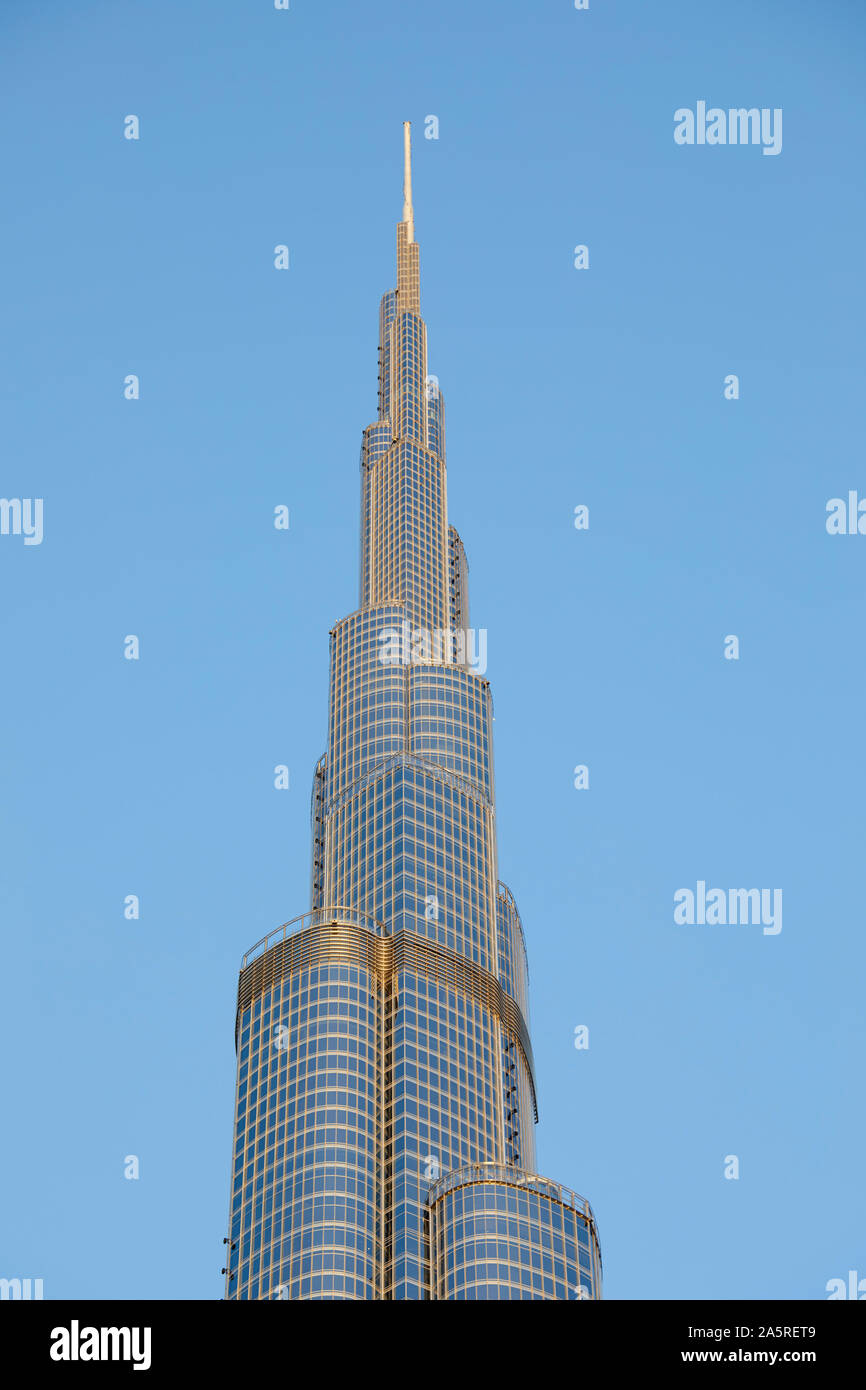 Dettaglio del Burj Khalifa, Dubai, Emirati Arabi Uniti Foto Stock
