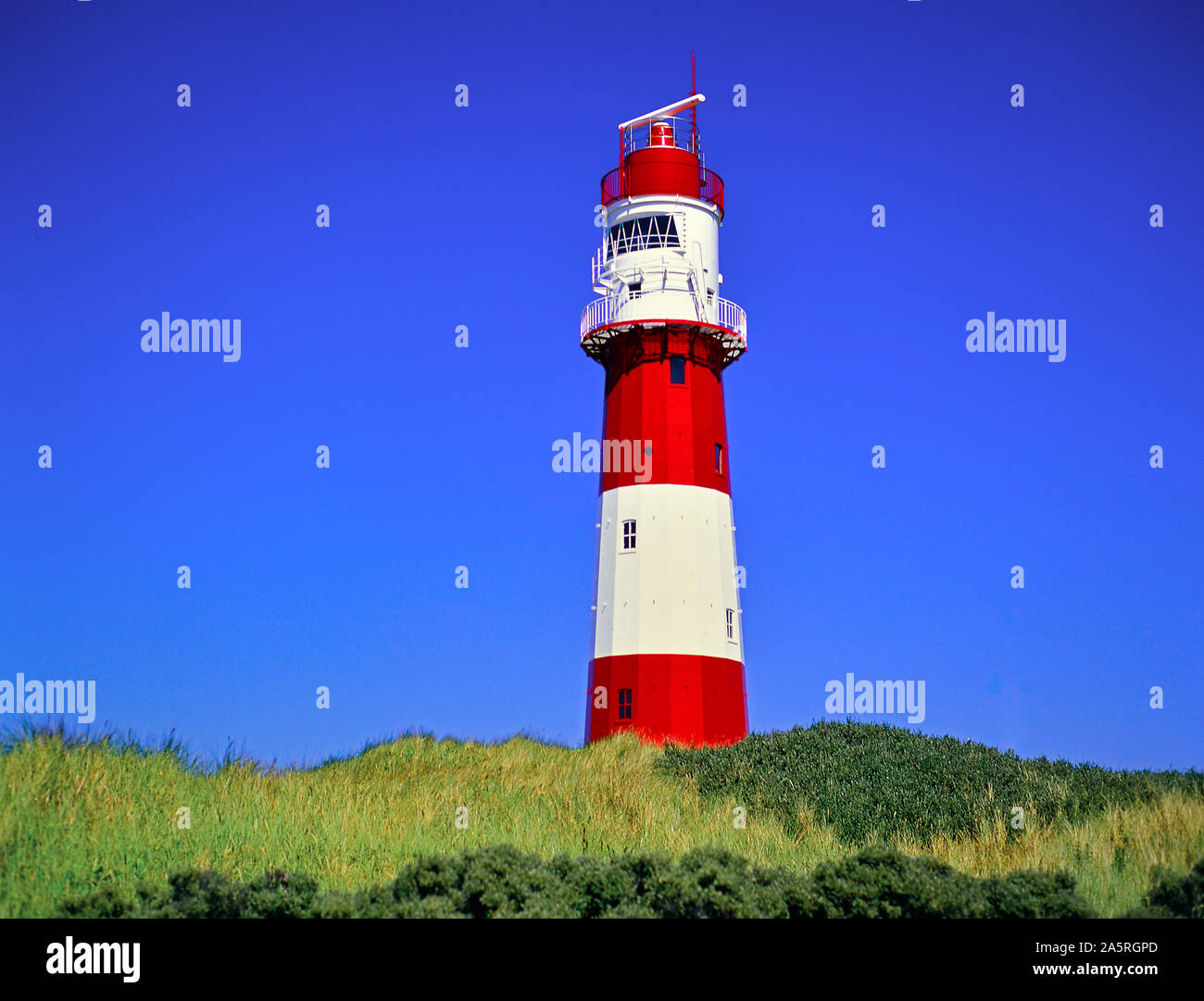 Der elektrische Leuchtturm von der Insel Borkum, Ostfriesische isole, Niedersachsen, Bundesrepublik Deutschland Foto Stock