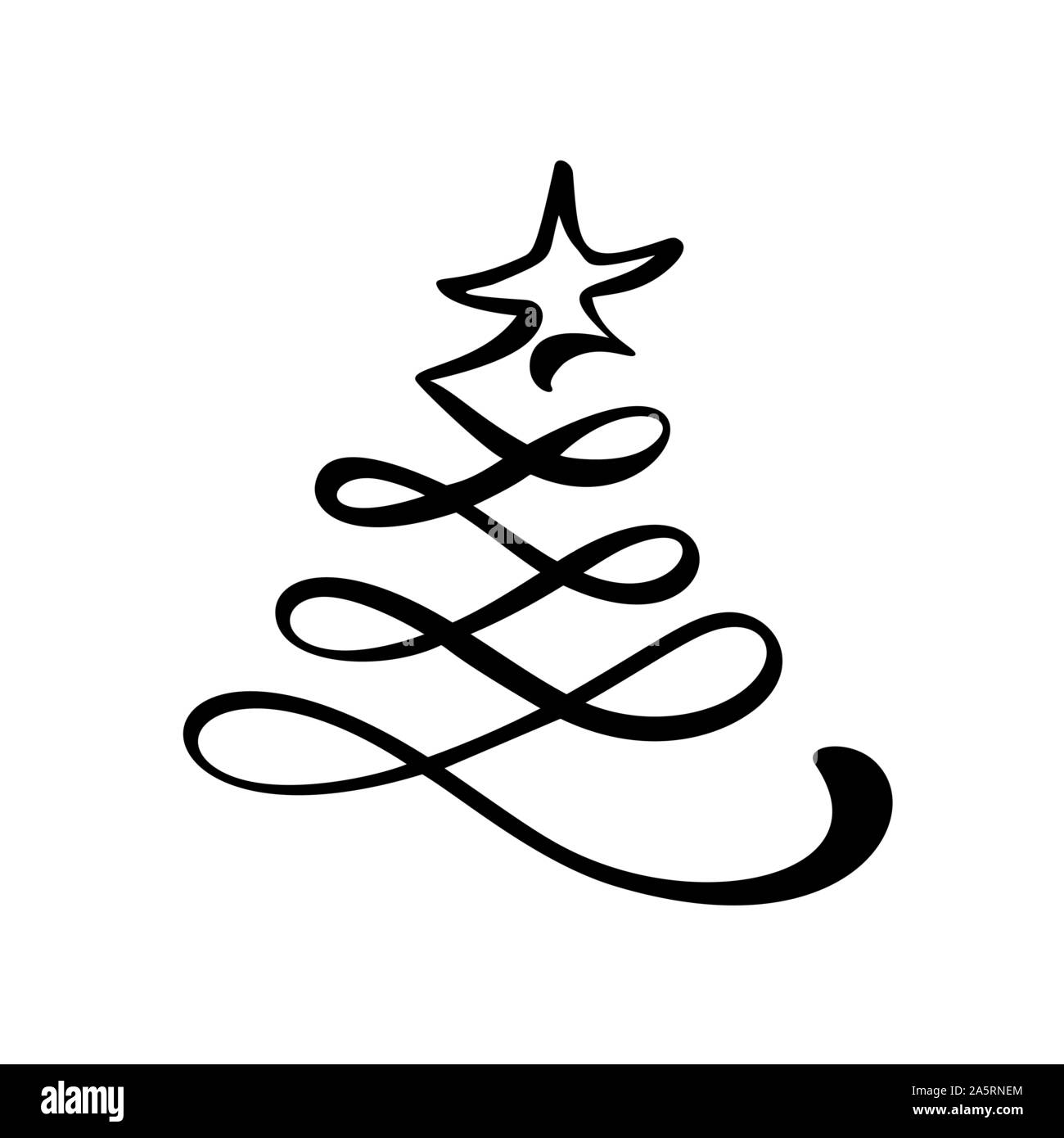 Vettore logo stilizzato, scarabocchiati albero di Natale con Stella sulla  parte superiore. Xmas elemento di design per il biglietto di auguri,  banner, poster Immagine e Vettoriale - Alamy