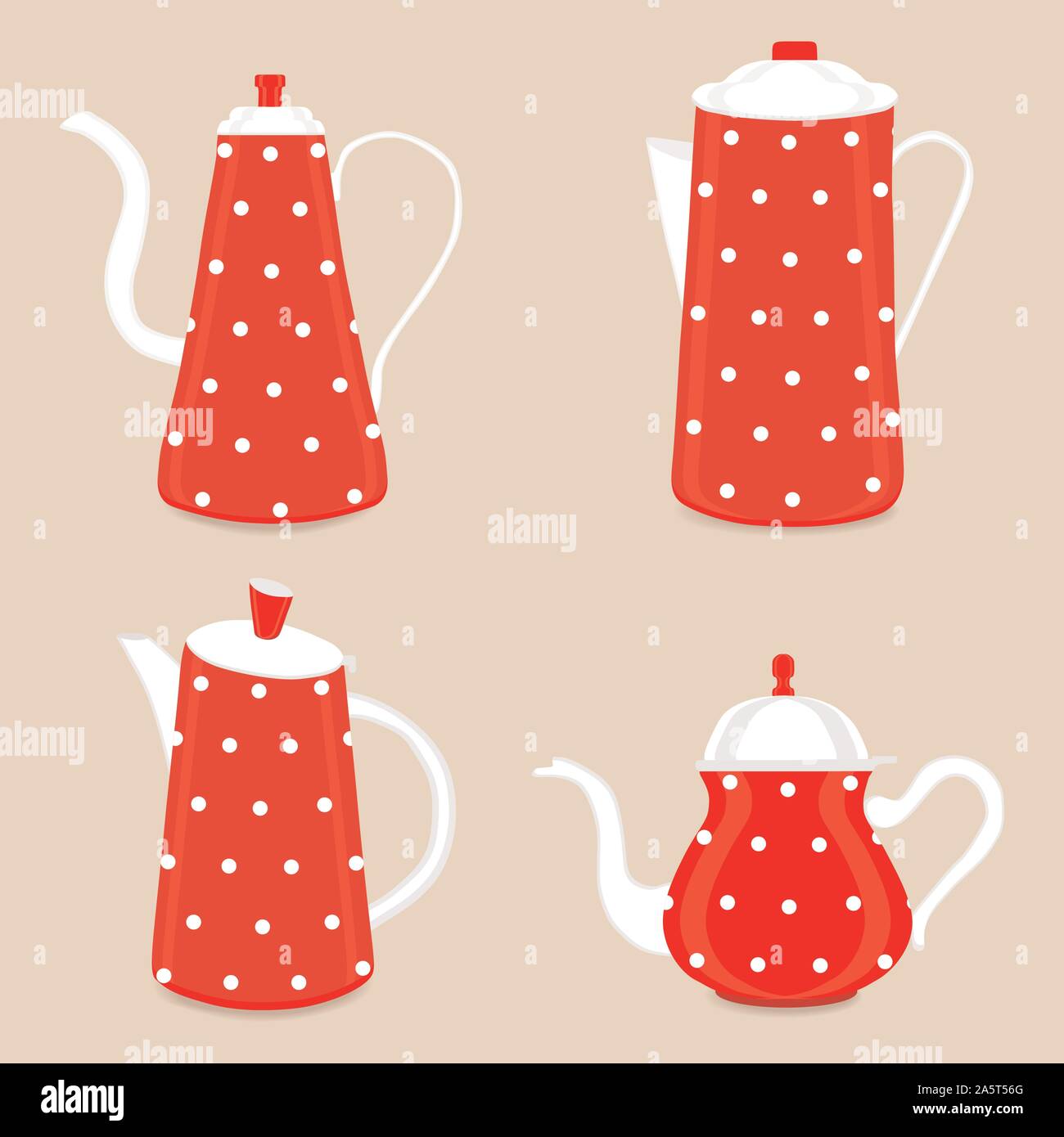 Abstract illustrazione vettoriale logo per teiera ceramica, bollitore su sfondo. Teiera pattern costituito da vetro bollitori con maniglia, Coperchio, beccuccio per dra Illustrazione Vettoriale