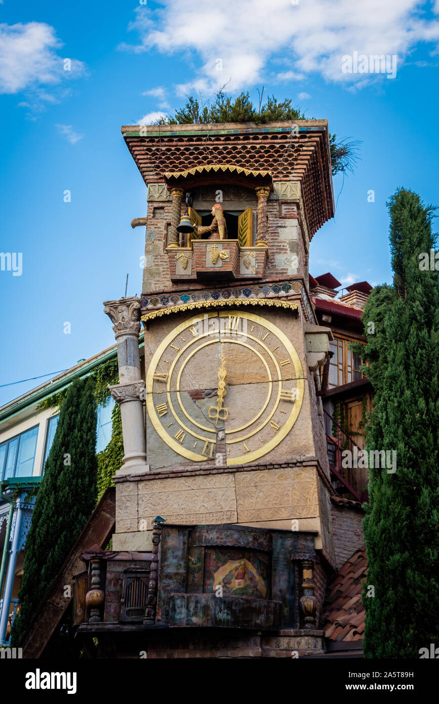 Orologio pendente Torre di Tbilisi, Georgia Foto Stock