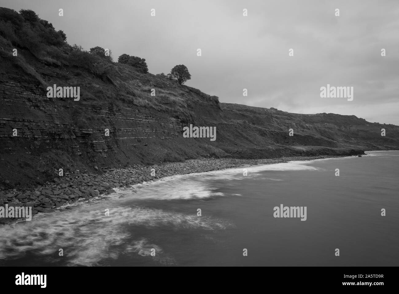 Lunga esposizione della lunga spiaggia di Regis in Dorset Foto Stock