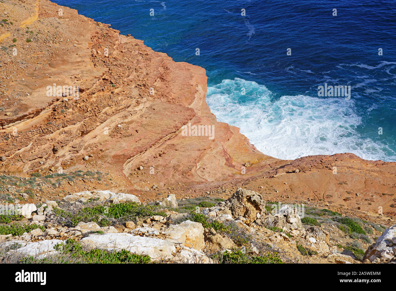 Vista delle Rupi costiere Kalbarri National Park nella metà regione ovest del Western Australia. Foto Stock