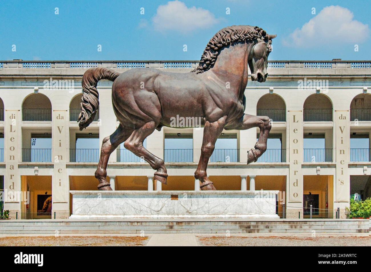 L'immagine in bronzo di Leonardo da Vinci's cavallo(Grand Cavallo che fu commissionata nel 1482 dal duca di Milano Lodovico il Moro. Foto Stock