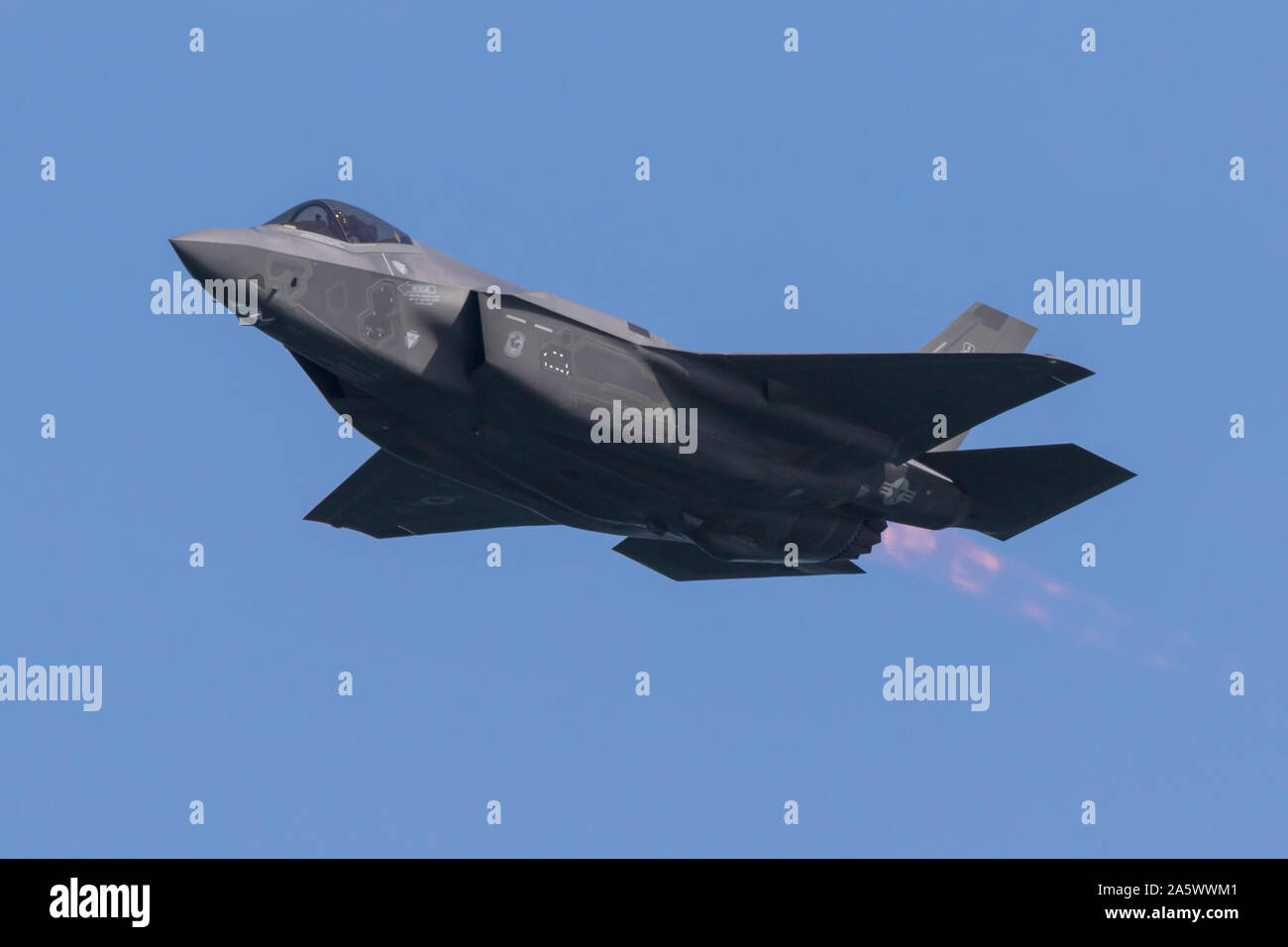 United States Air Force Lockheed Martin F-35 Lightning II fifth generation fighter in postcombustore. Foto Stock