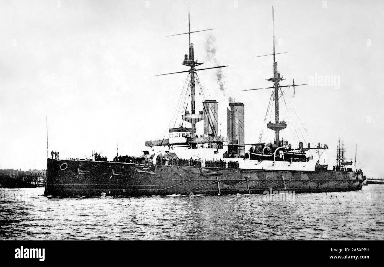 Inglese Bulward camicia che affondò in tre minuti su nov. 25, 1914, a Sheernes con una perdita di 800 uomini ca. 1918 Foto Stock