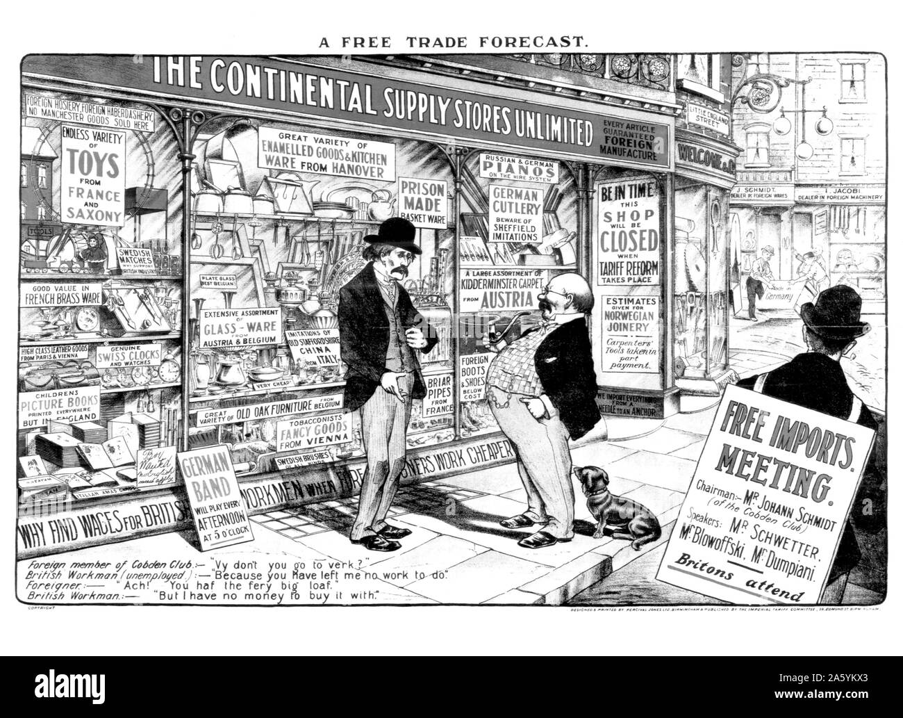 La riforma di tariffa, Gran Bretagna, 1903. Possibili conseguenze per il British Workman se il libero commercio era la politica del governo. Foto Stock