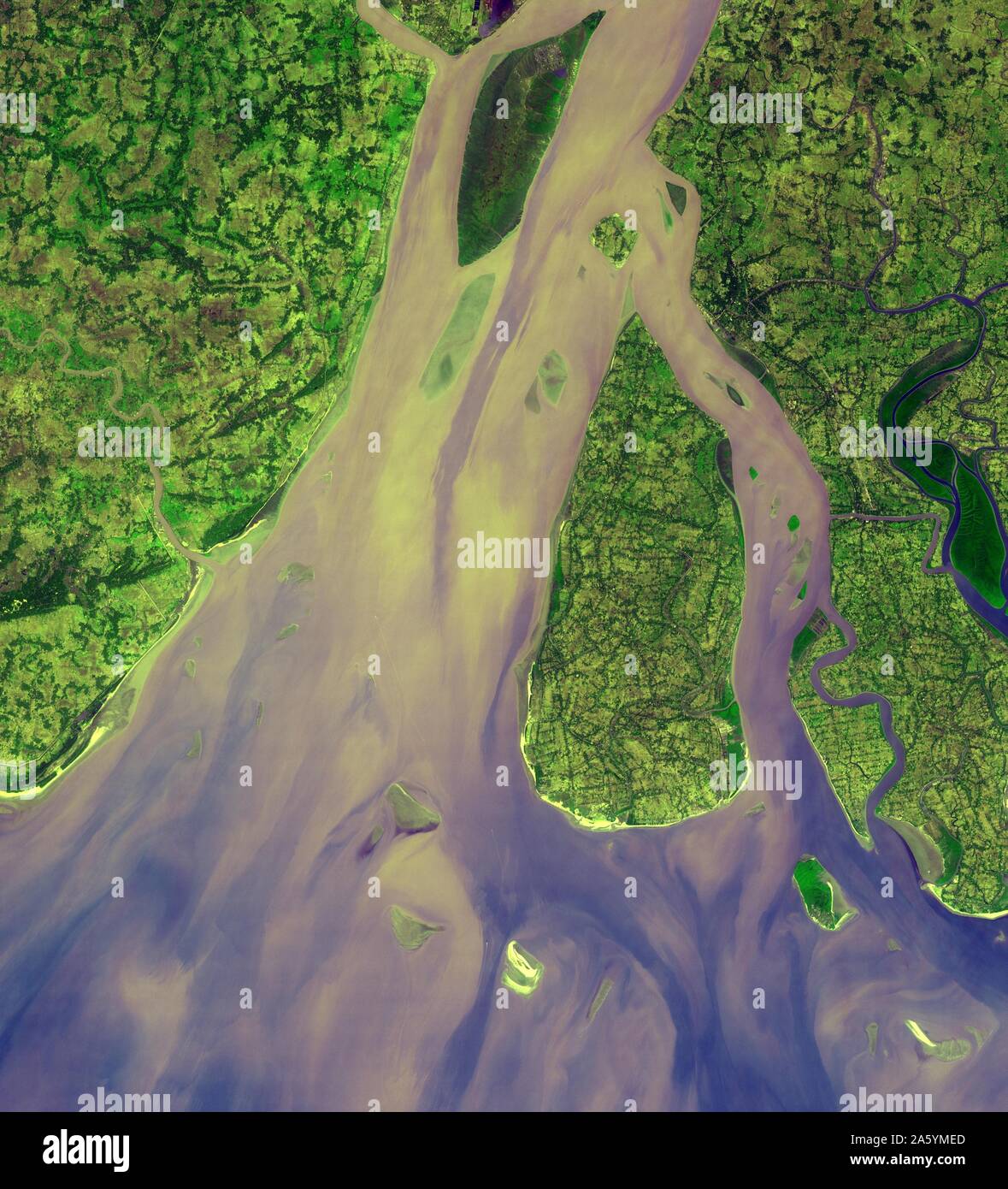 La zona più occidentale del delta del Gange. Il 6 gennaio 2005. Immagine satellitare. Foto Stock