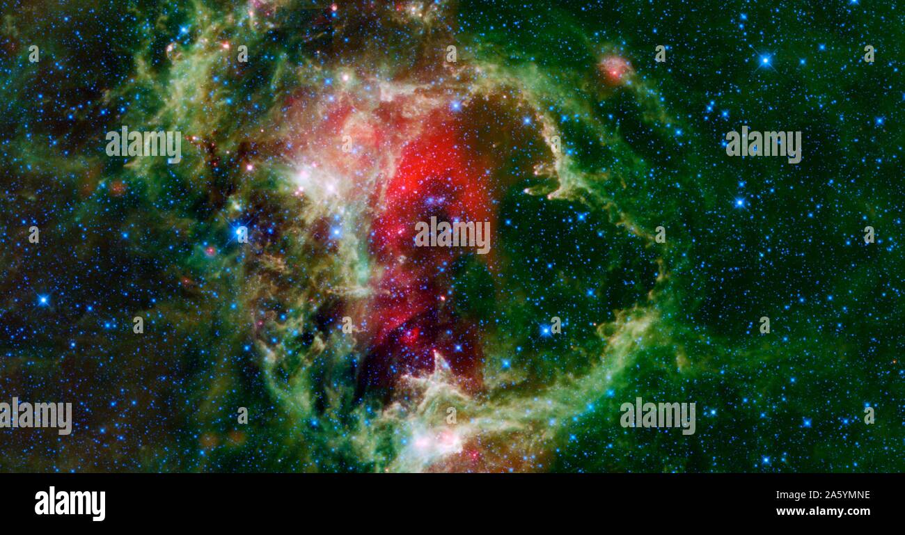Questo saggio è a mosaico della nebulosa anima (a.k.a. l'embrione Nebula, IC 1848, o W5). Si tratta di un open cluster di stelle circondato da una nuvola di polvere e gas oltre 150 anni-luce attraverso e si trova a circa 6.500 anni luce dalla Terra nella costellazione di Cassiopea, vicino al cuore nebulosa. Foto Stock