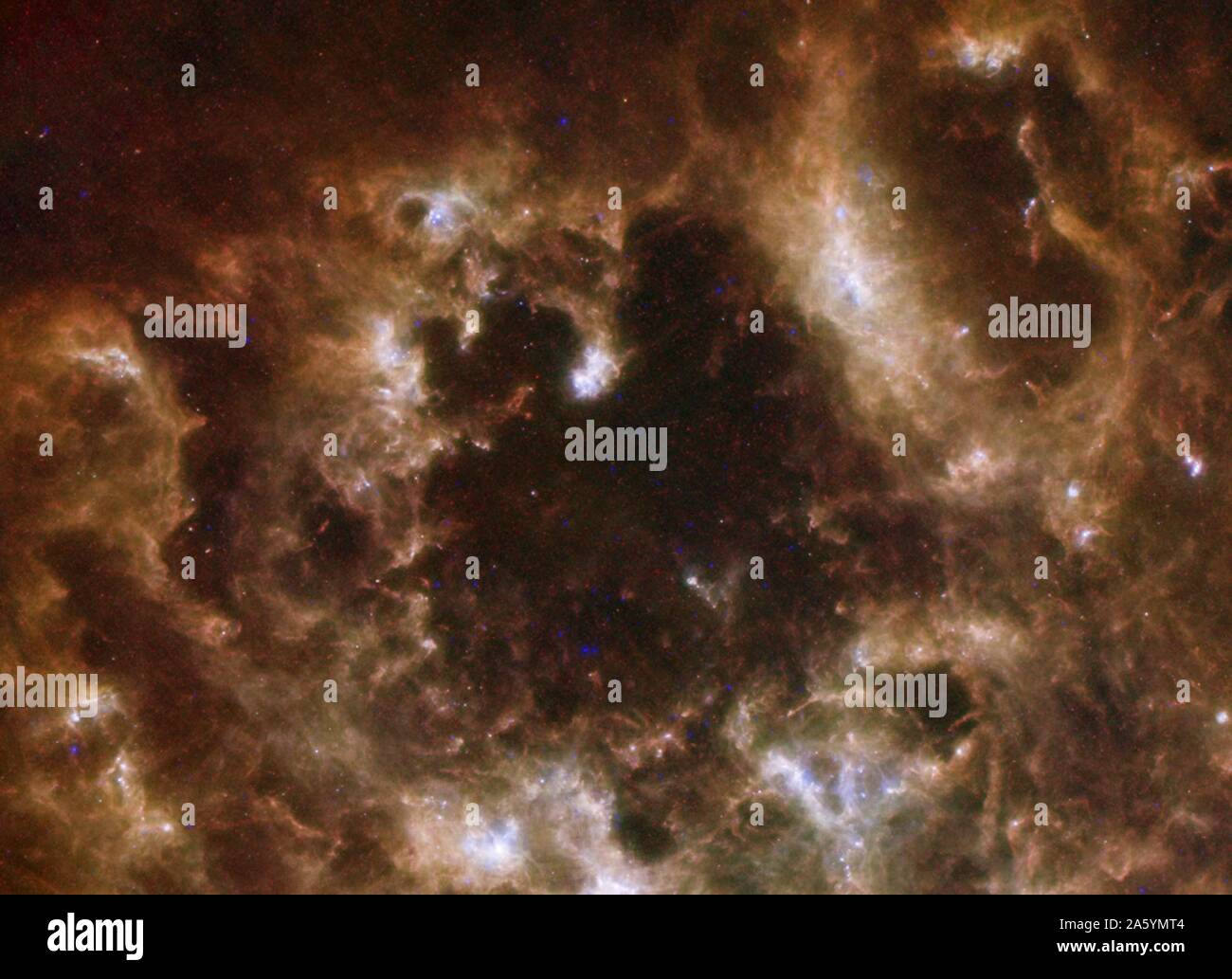 Questa immagine mostra il grande Magellanic Cloud galaxy in luce a infrarossi come si vede dall'Osservatorio spaziale Herschel. Foto Stock