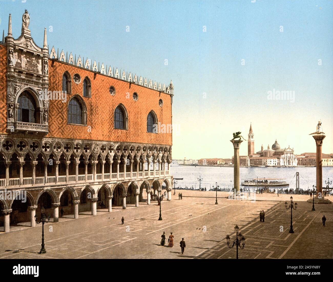 Il Palazzo dei Dogi e la Piazzetta, Venezia, Italia tra il 1890 e il 1900. Foto Stock
