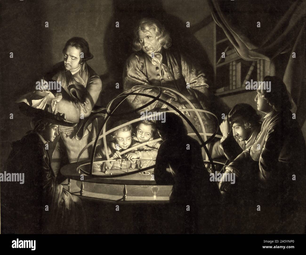 Un filosofo dando una lezione su Orrery, dopo Joseph Wright di Derby da John Boydell, 1719-1804, incisore Foto Stock