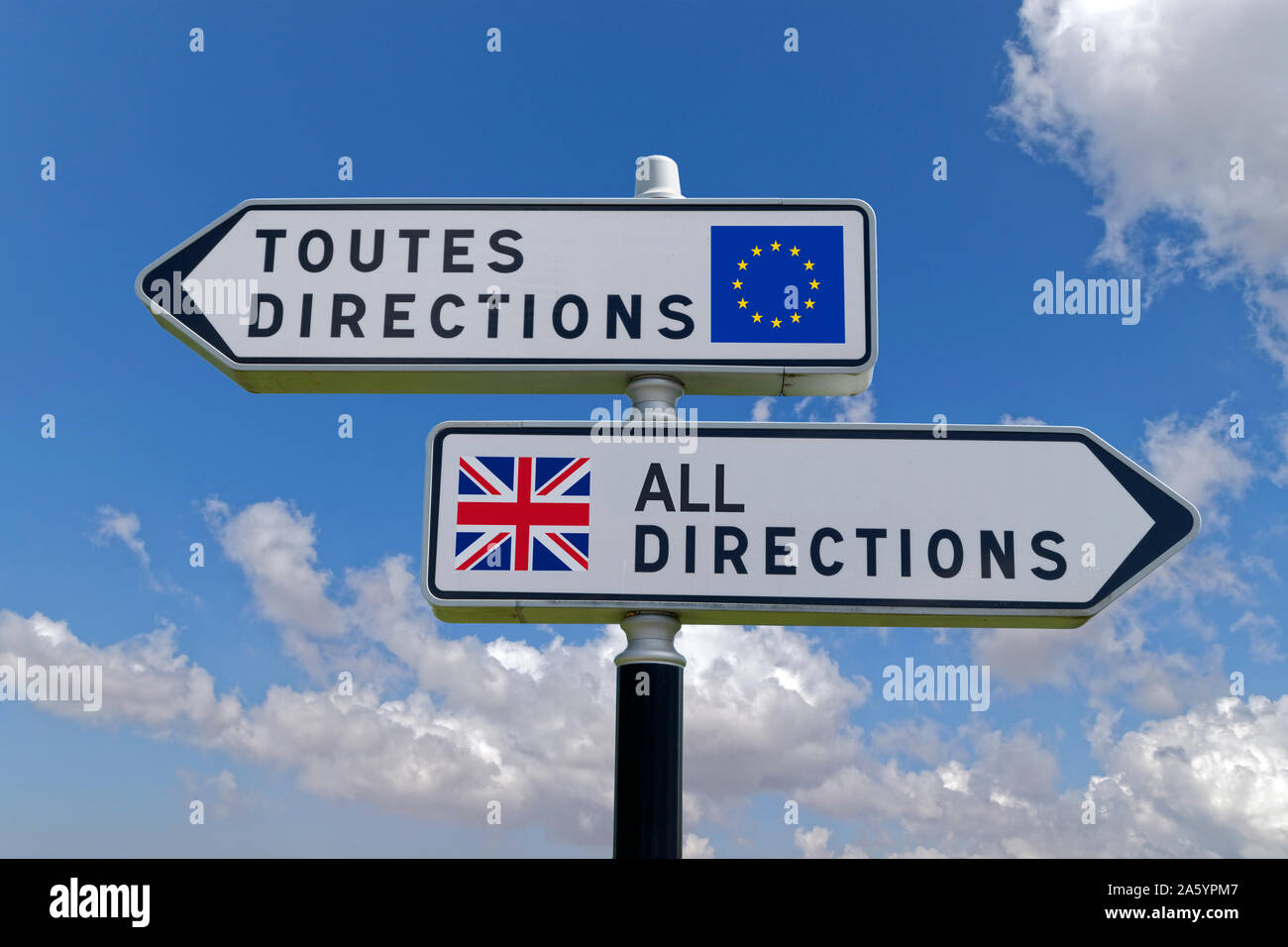 Stile francese di orientamento per doppia con contrapposte UK/UE puntatori. Foto Stock