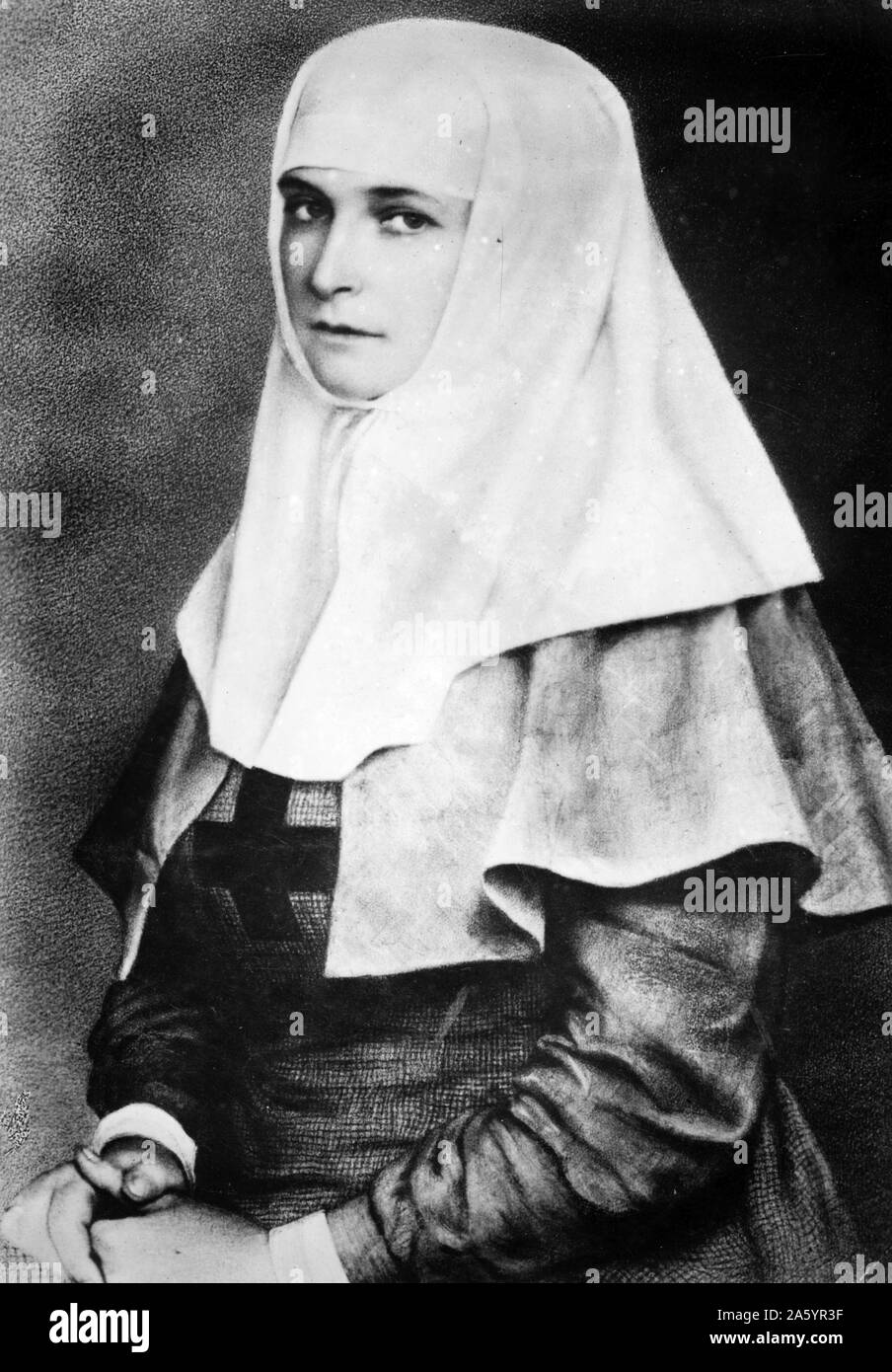 Fotografia di Alexandra Fedorovna, imperatrice di Russia (1872-1918), moglie di Nicholas II e l'ultima imperatrice di Russia. Datata 1917 Foto Stock