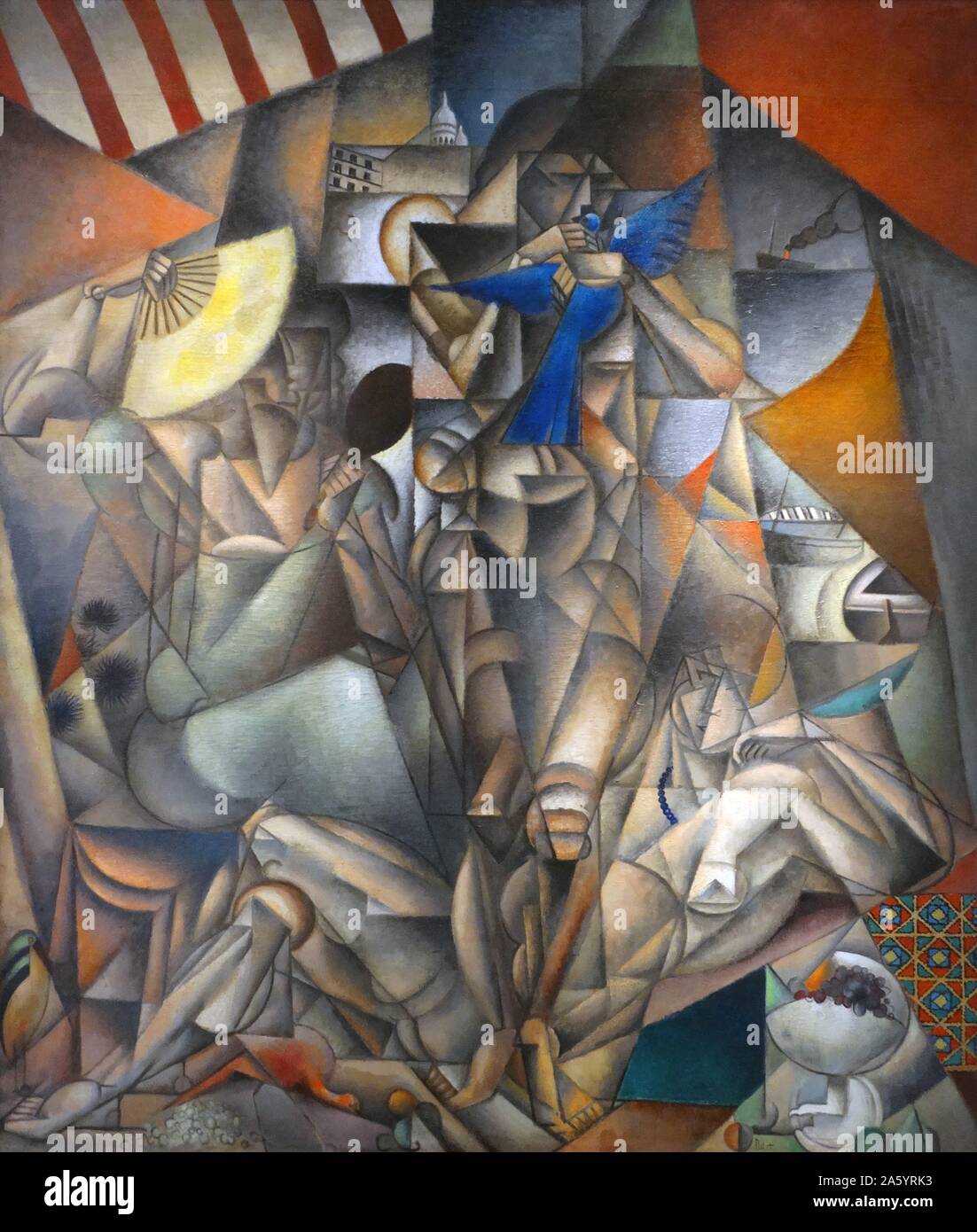 Jean metzinger 1883-1956 artista: l'Uccello blu. 1913 olio su tela. Pittore Francese, teorico, scrittore, critico e poeta nato a Nantes, Francia, che, insieme con Albert Gleizes, sviluppato i fondamenti teorici del cubismo. Foto Stock