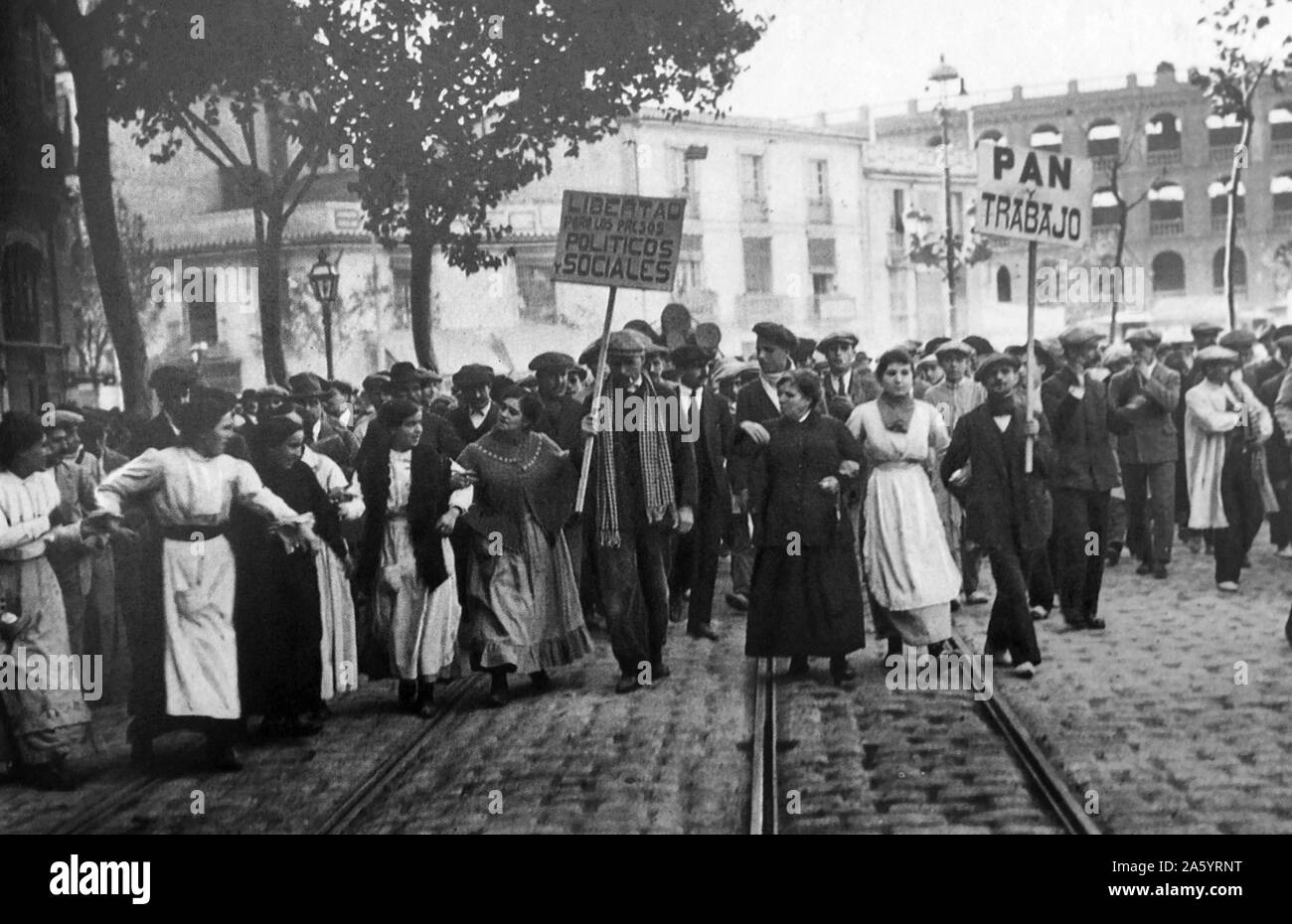 L'ala sinistra manifestazione a Madrid per contrassegnare l'inizio del secolo 1900 Foto Stock