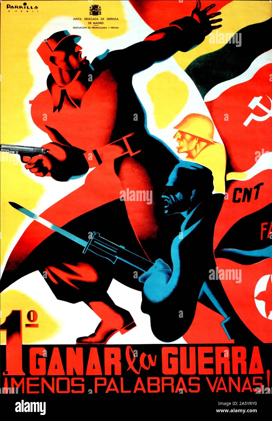 1937 Guerra Civile Spagnola, repubblicani e propaganda comunista poster "1 Ganar la guerra 'primo compito è quello di vincere la guerra" Foto Stock