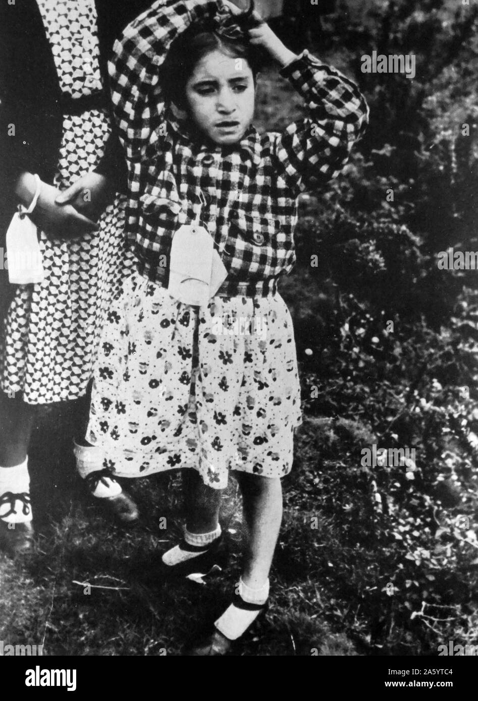 Una guerra civile spagnola, bambini rifugiato da paesi baschi in Spagna, sbarca in Inghilterra 1938 Foto Stock