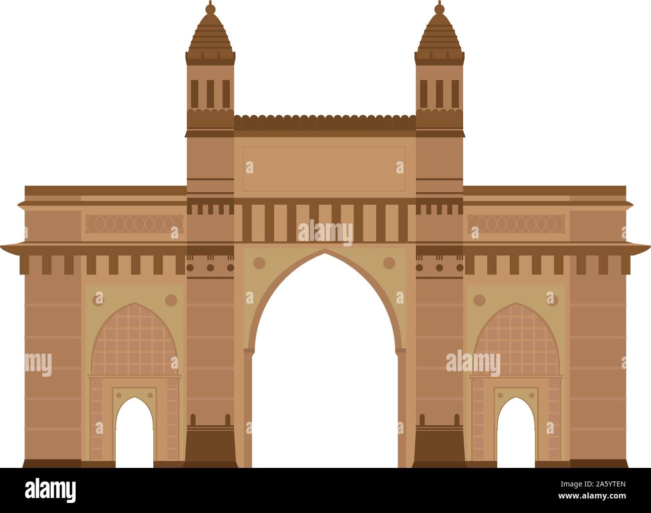 Porta dell'India, Mumbai (Bombay). Isolato su sfondo bianco illustrazione vettoriale. Illustrazione Vettoriale