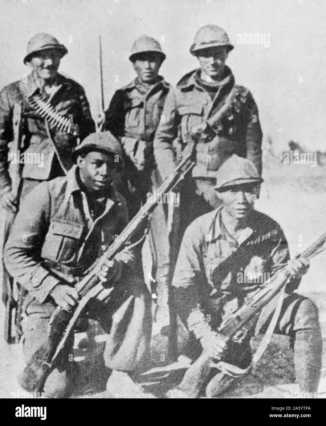 I volontari provenienti dalle Americhe, Africa, Asia ed Europa nella Brigata internazionale, durante la Guerra Civile Spagnola Foto Stock