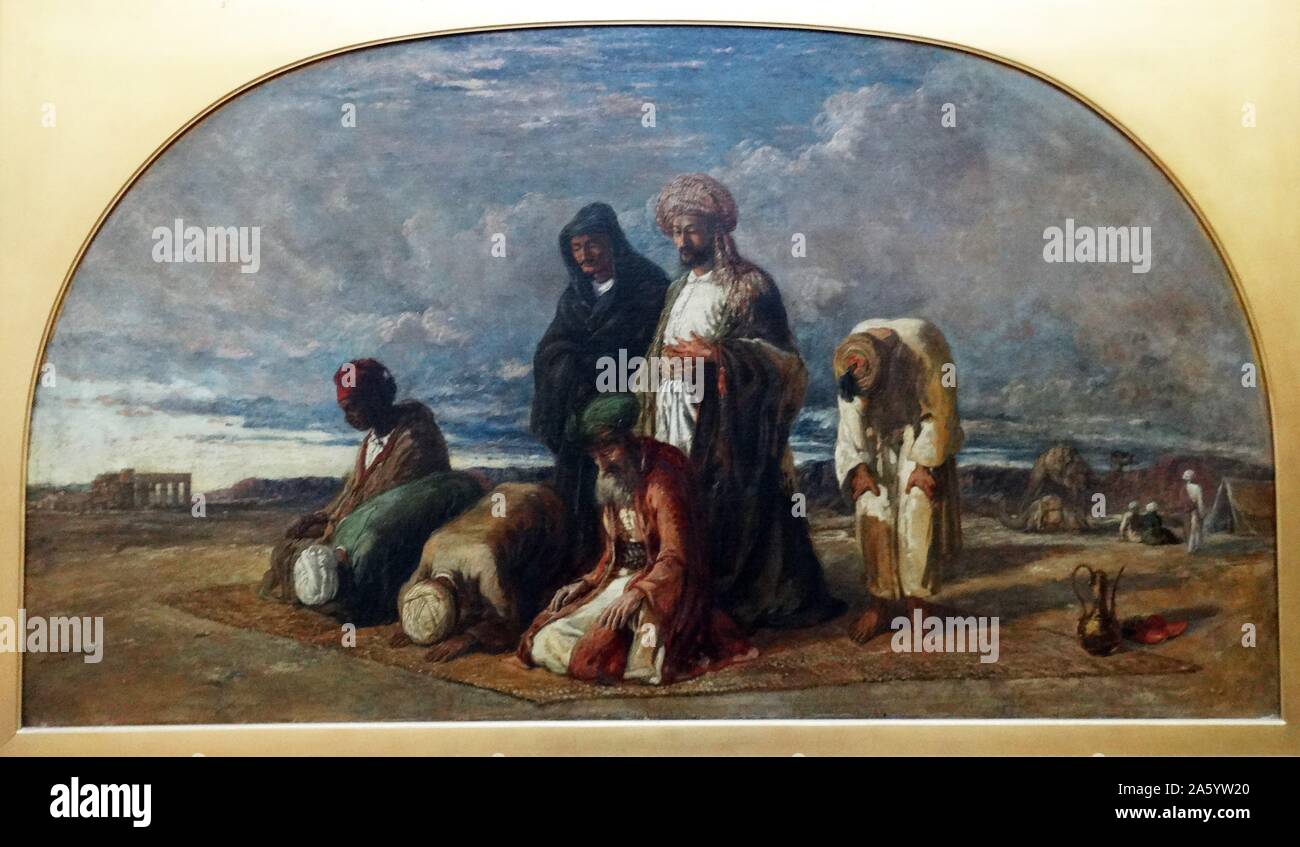 Preghiere nel deserto da William James Müller (1812-1845) paesaggista inglese e figura pittore. Datata 1843 Foto Stock