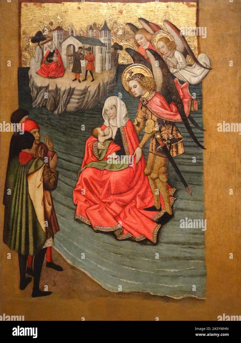 Jaume Huguet (1412-1492) miracolo di Mont Saint-Michel. Tempera, rilievi in stucco e foglia oro su legno intorno a 1455-1460 Foto Stock
