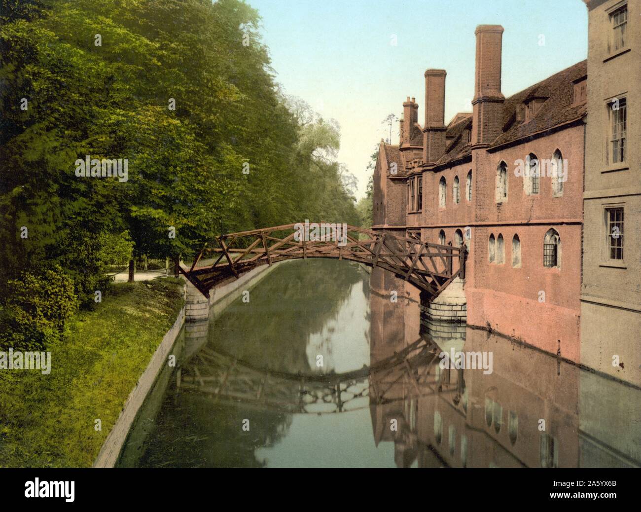 Queen's College Bridge, Cambridge, Inghilterra 1890 Foto Stock