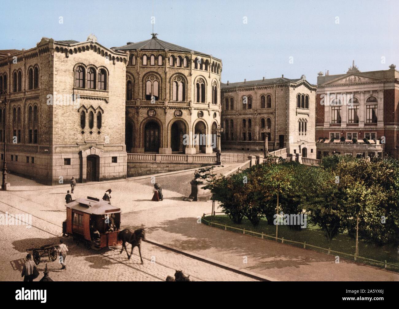 Il Storting (Stortinget, 'la grande cosa " o " il grande consiglio"); 1890. Il legislatore supremo della Norvegia, istituito nel 1814 dalla costituzione della Norvegia. Esso si trova a Oslo. L' edificio è stato inaugurato nel 1866 Foto Stock