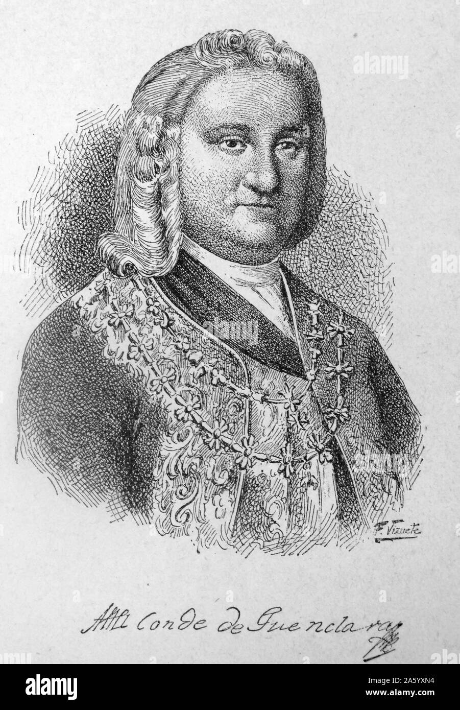 Pedro Cebrián y Agustín, 5° Conte di Fuenclara, Grandee di Spagna,[1] (Aprile 30, 1687, Luceni, Spagna - 22 agosto 1752, Madrid) era un diplomatico spagnolo e Viceré della Nuova Spagna, dal 3 novembre 1742 al 8 luglio 1746. Foto Stock