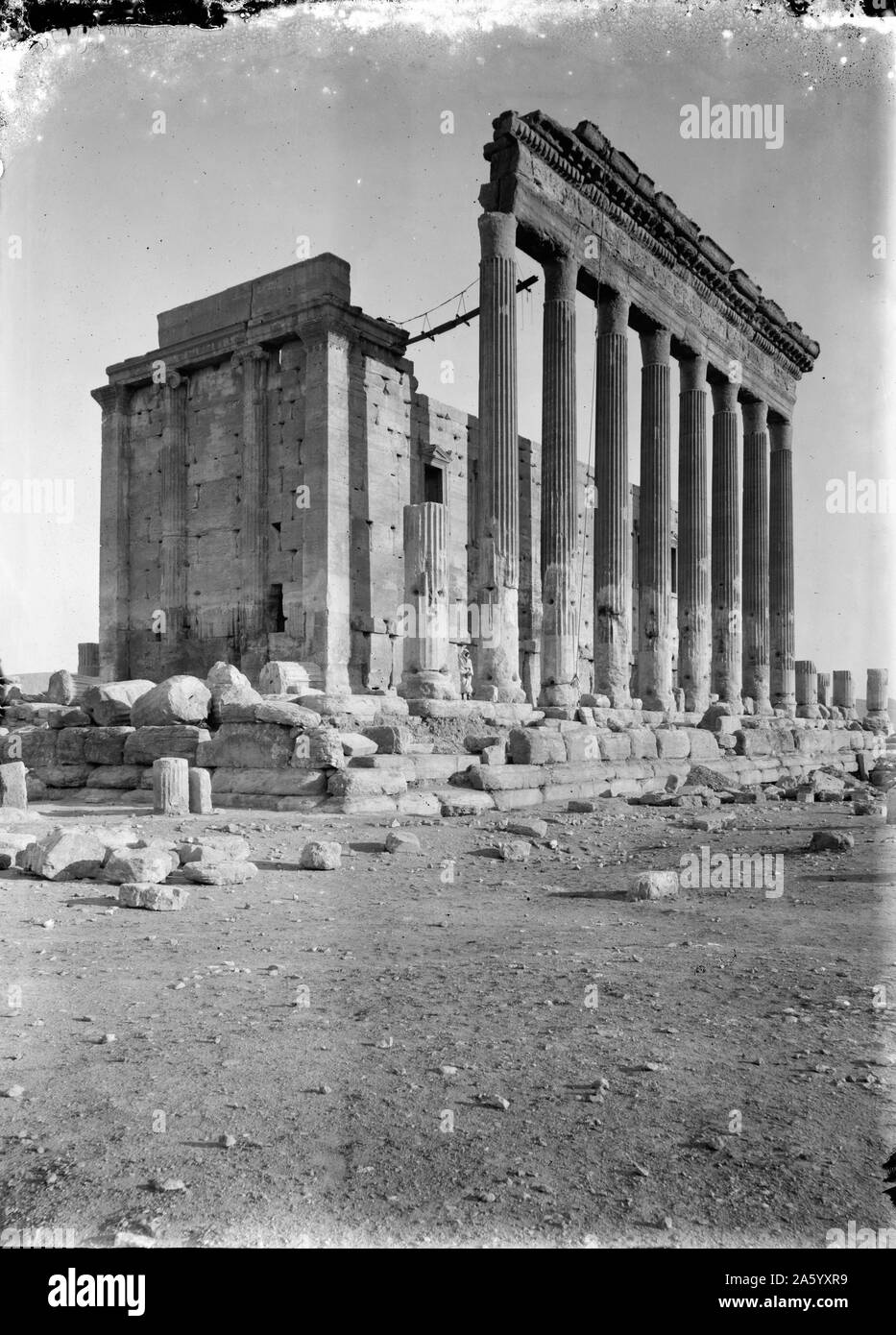 Palmyra, Siria 1900. Palmyra è una città antica nel presente Homs Governatorato, Siria. Tempio costruito dopo la sua incorporazione nell'impero romano del primo secolo. Foto Stock