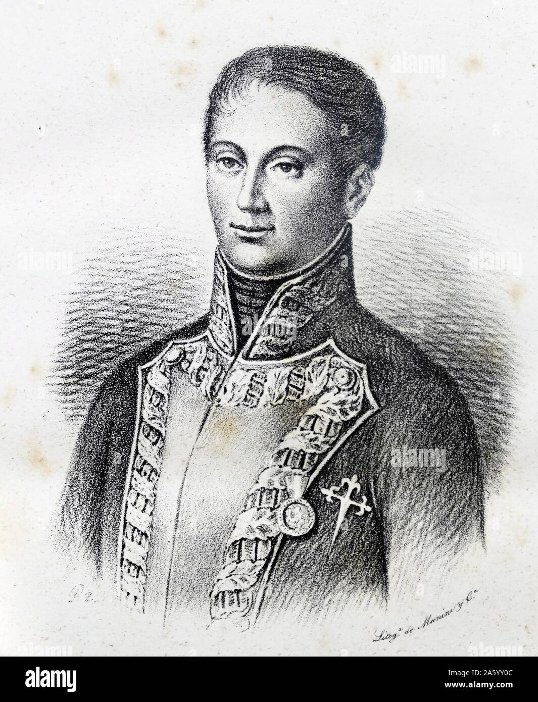 Incisione raffigurante il bombardamento di Gerona durante la Guerra Peninsulare (1807-1814) era un conflitto militare tra Napoleone e impero delle potenze alleate della Spagna, Gran Bretagna e Portogallo per il controllo della penisola iberica durante le guerre napoleoniche. Datata 1810 Foto Stock