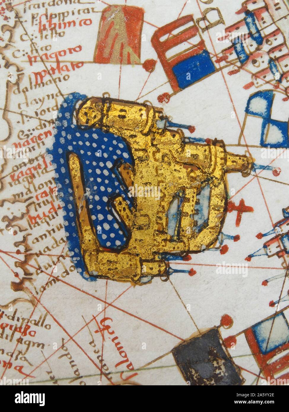 Renaissance Mappa di Europa, Jacopo Russo, 1528, dettaglio della Bosnia Foto Stock