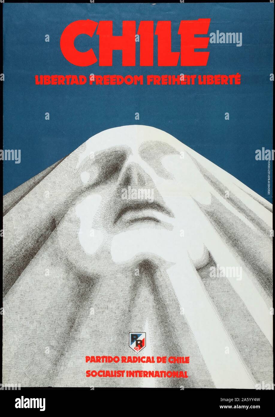 Protesta cilena poster dopo il colpo di stato militare in 1973 che ha destituito il Salvador Allende come presidente del Cile Foto Stock