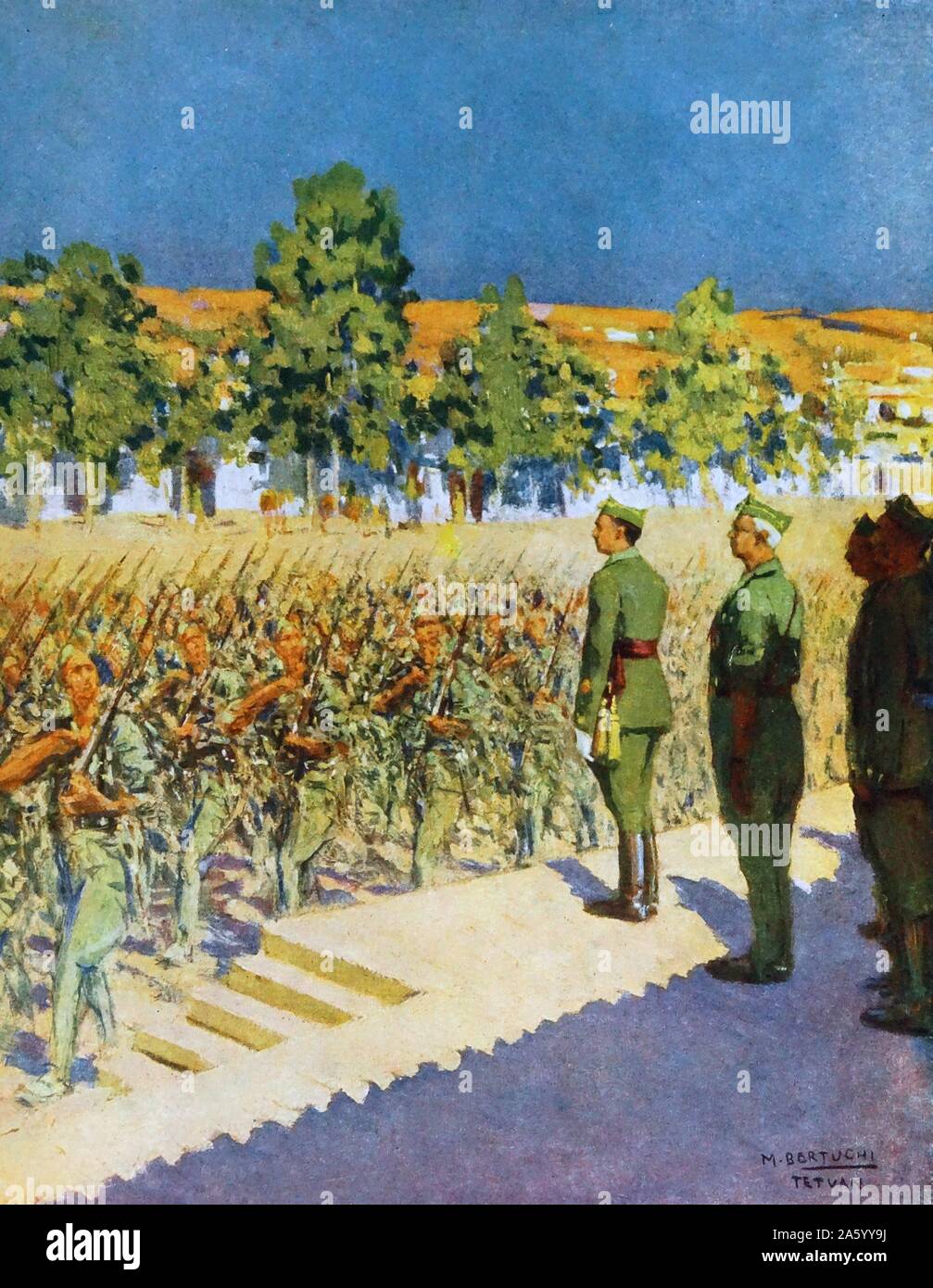 Francisco Franco 1892 - 1975, il dittatore di Spagna recensioni truppe marocchine in Nord Africa all'inizio della guerra civile spagnola. Foto Stock Francisco Franco 1892 - 1975, il dittatore di Spagna recensioni truppe marocchine in Nord Africa all'inizio della guerra civile spagnola. Foto Stock