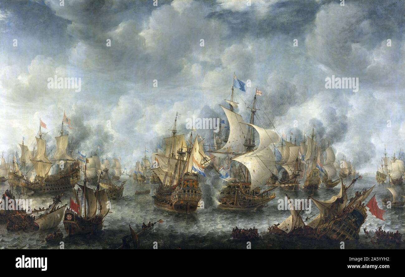 La battaglia di Terheide' di Jan Abrahamsz Beerstraaten (1622-1666), 1653. Mostra di pittura la prima guerra anglo-olandese, olio su tela. Foto Stock
