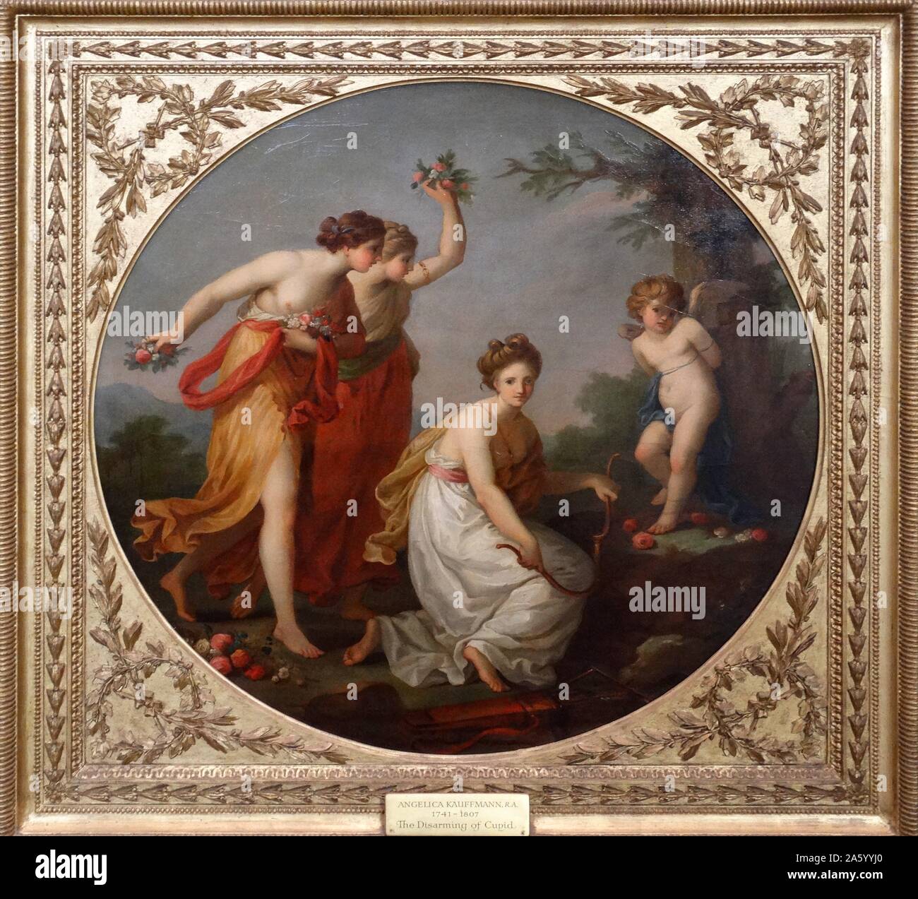 Pittura intitolata 'il disarmo di Cupido' da Angelica Kauffmann (1741-1807) austriaco pittore neoclassico. Datata 1800 Foto Stock