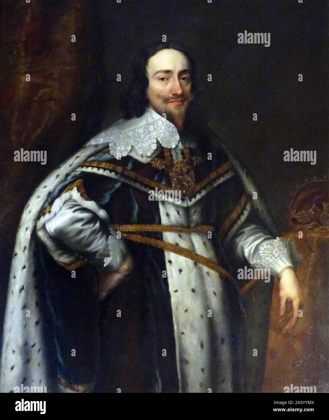 Ritratto di Re Carlo I, re d'Inghilterra, re di Scozia e il re di Irlanda. Da Anthony van Dyck (1599-1641) Barocco fiammingo artista. Risalenti al XVII secolo Foto Stock