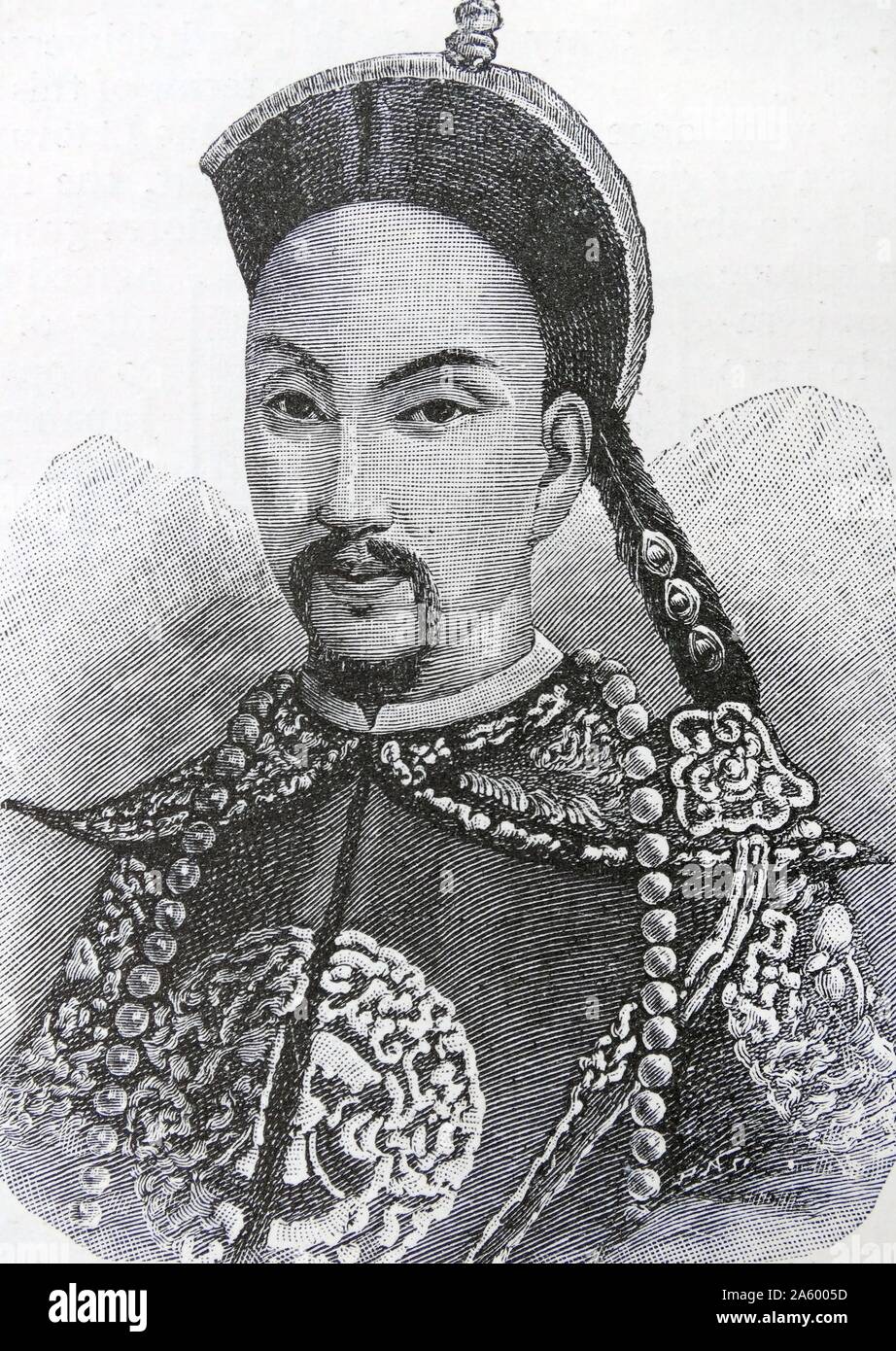 Ritratto di Imperatore Guangxu (1871-1908) undicesimo imperatore della dinastia Qing e il nono imperatore Qing a governare sulla Cina. Foto Stock