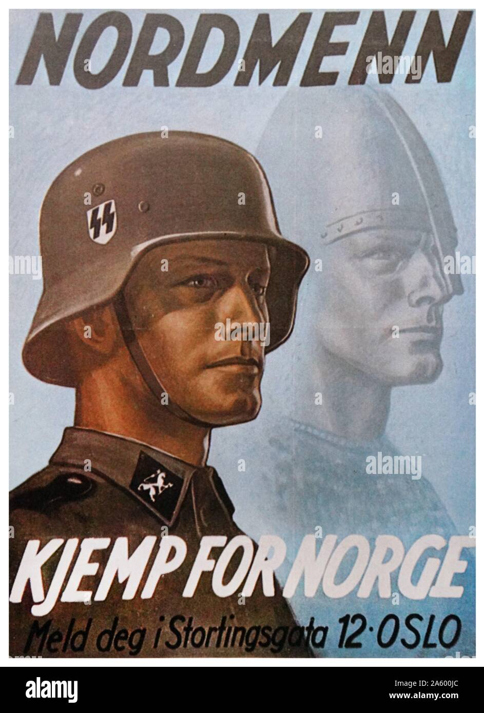 Poster di propaganda invitando i norvegesi per partecipare alla SS avranno poco successo. Datata 1941 Foto Stock