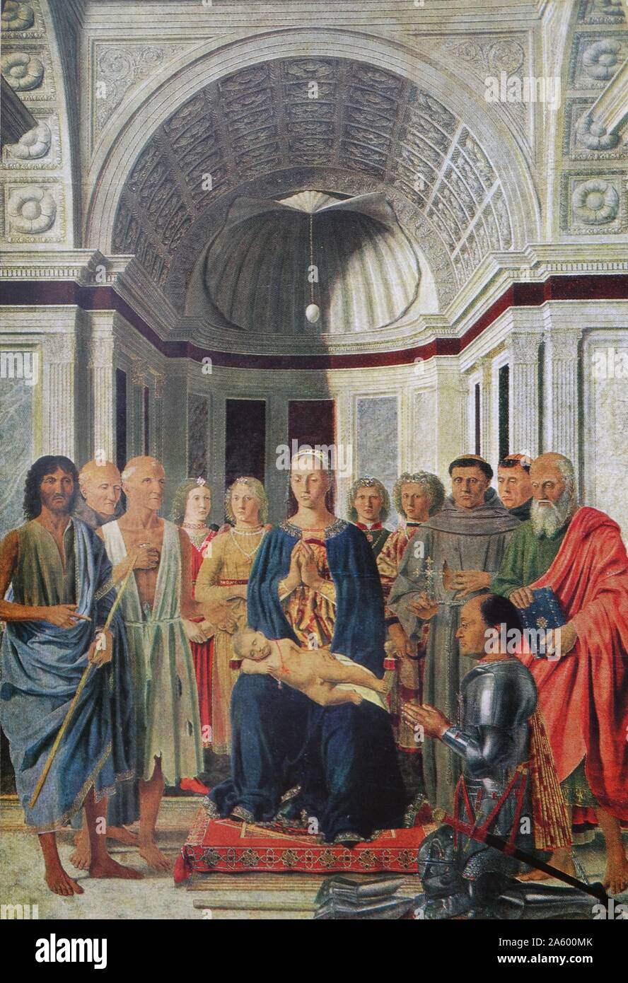 St Lucia la pala d altare di Domenico Veneziano (1410-1461) un pittore italiano del primo Rinascimento. Datata xv secolo Foto Stock