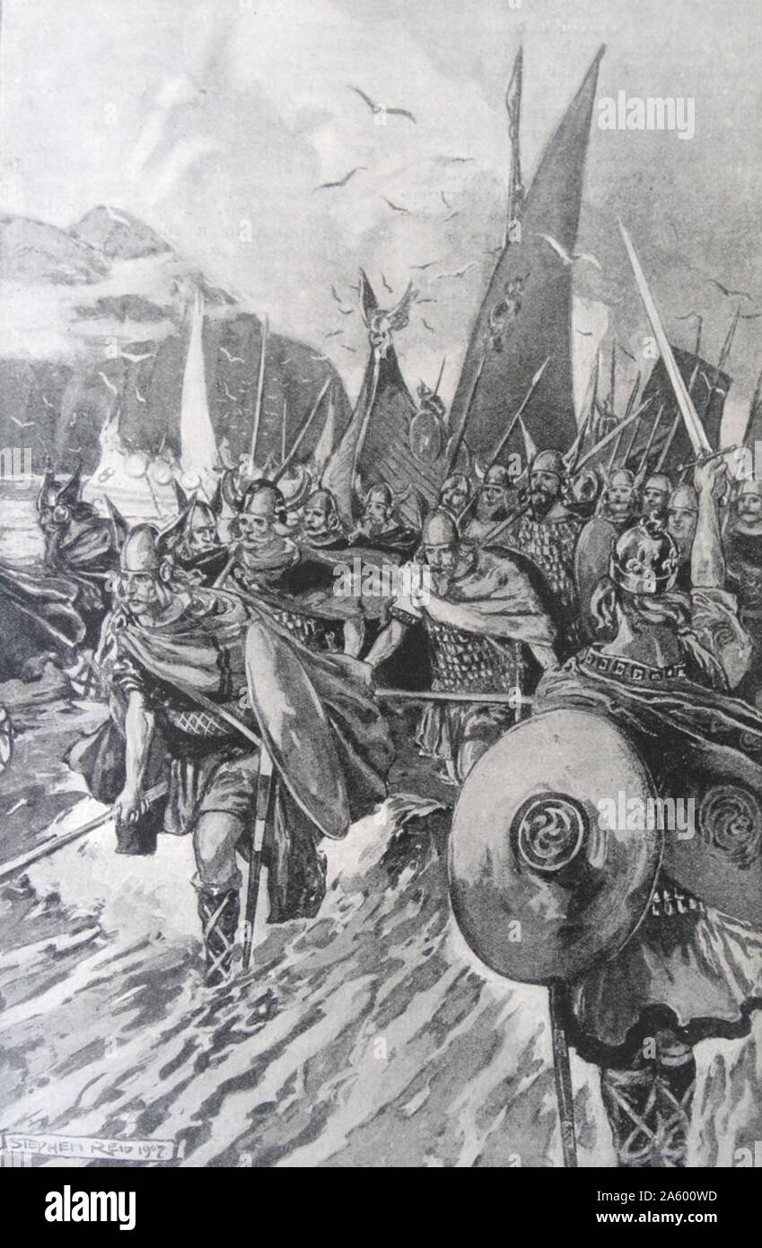 Il Northmen prendendo possesso dell'Islanda. Illustrazione dal Harmsworth storia del mondo Foto Stock